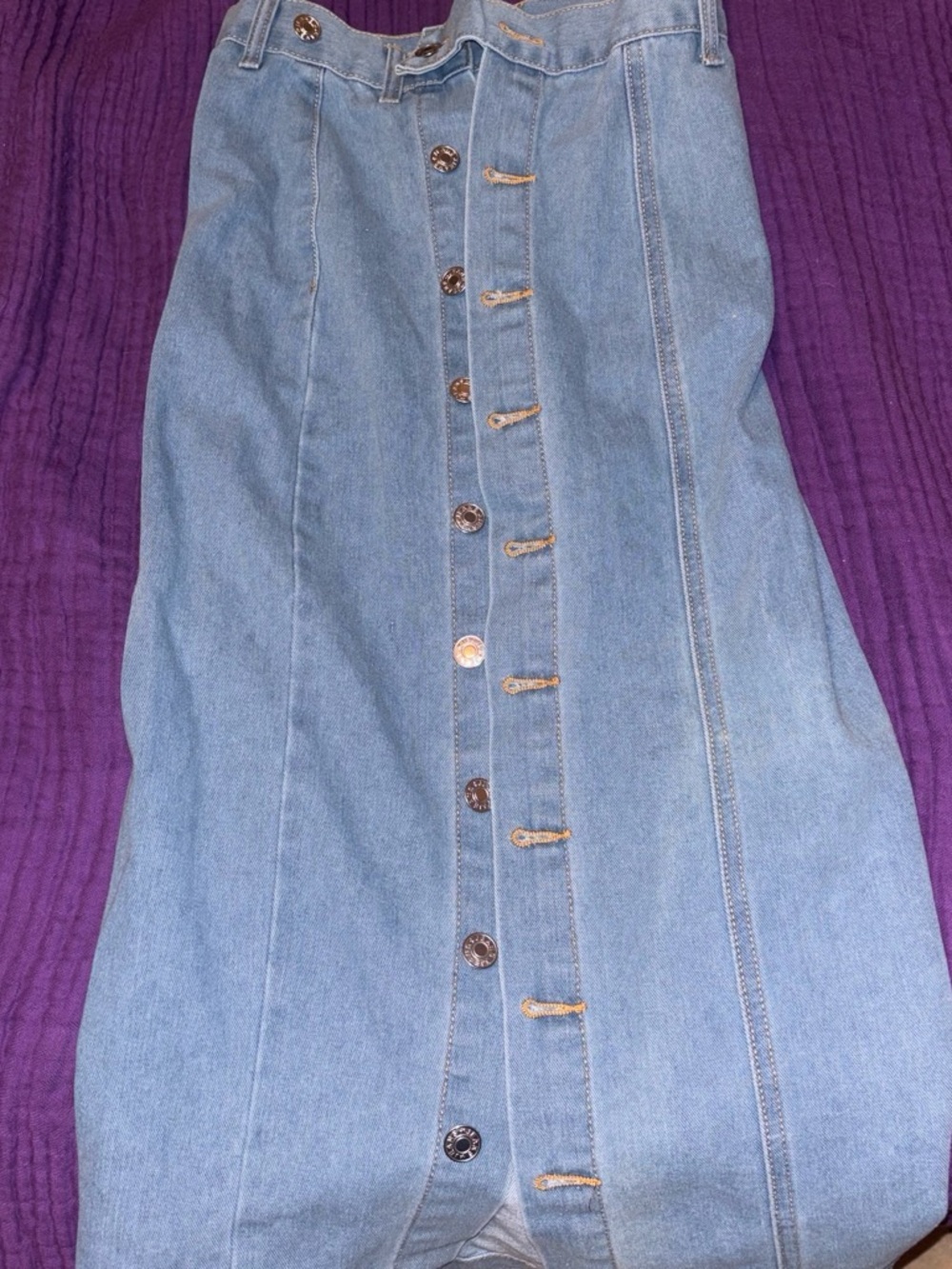 SHEIN Light Blue Button-Front Maxi Denim Skirt